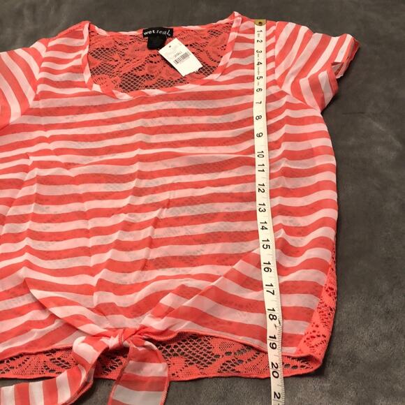 Wet Seal Chiffon & Lace Sheer Blouse NWT Size Small Striped Sheer Pullover Y2K - Picture 6 of 6